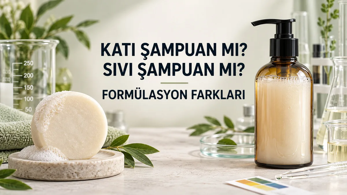 Katı syndet şampuan ve sıvı şampuanın kozmetik laboratuvarında formülasyon farklarının karşılaştırılması.