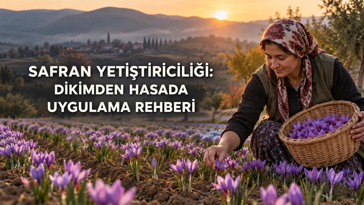 Sonbaharda safran tarlasında mor safran çiçeklerini elle hasat eden kadın üretici